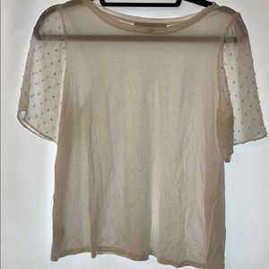 Sheer Sleeve White Tee